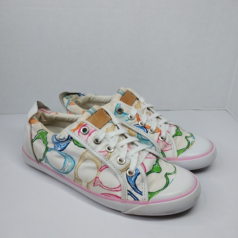 Coach Women's White Multicolor Sketch-Print Low Top Sneakers